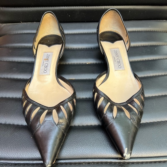 Jimmy Choo Shoes - Jimmy Choo Black Heels with Glamorous Metallic Detailing